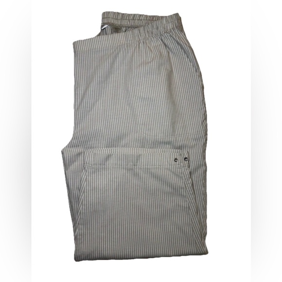 Alia Women's 18W Tan White Pinstripes Pull On Elastic Waist Capri Pants 35x20 - Picture 3 of 6